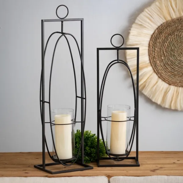 Sconces-Kirkland's Home Geometric Oval 2-Pc. Hurricane Sconce Set