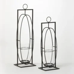 Sconces-Kirkland's Home Geometric Oval 2-Pc. Hurricane Sconce Set