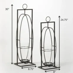 Sconces-Kirkland's Home Geometric Oval 2-Pc. Hurricane Sconce Set