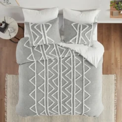 Comforters-Kirkland's Home Geometric 3-Pc. California King Comforter Set Gray