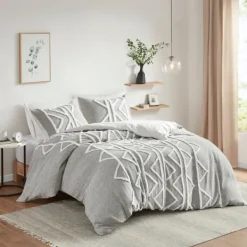 Comforters-Kirkland's Home Geometric 3-Pc. Full/Queen Comforter Set Gray
