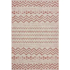 Outdoor Rugs-Kirkland's Home Geometric Stripe Sun Shower Outdoor Area Rug, 5X8 Red/Ivory