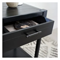 Accent & End Tables-Kirkland's Home Geometrical Industrial Pull Accent Table Black