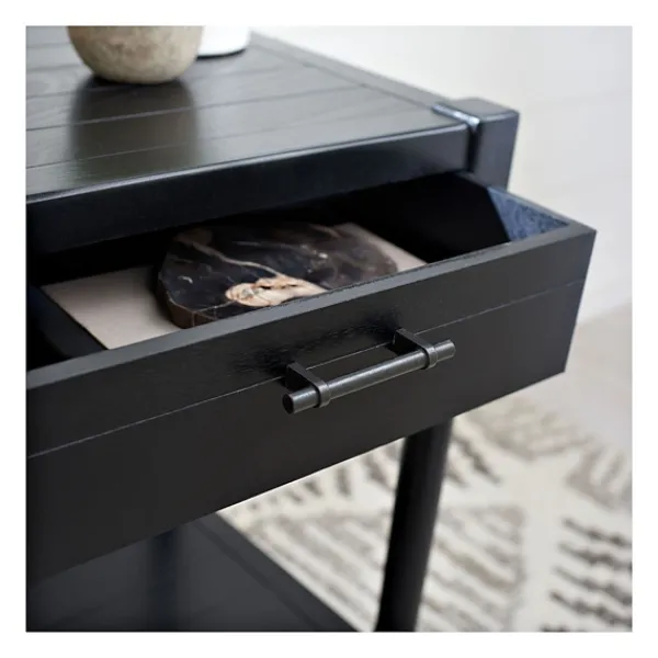 Accent & End Tables-Kirkland's Home Geometrical Industrial Pull Accent Table Black