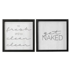 Wall Quotes & Signs-Kirkland's Home Get Naked Bathroom Plaques, Set Of 2 Black/White