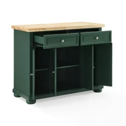 Kitchen Islands & Bar Carts-Kirkland's Home Gia Forest Green Wood Kitchen Island Green/Tan