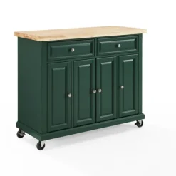 Kitchen Islands & Bar Carts-Kirkland's Home Gia Forest Green Wood Kitchen Island Green/Tan