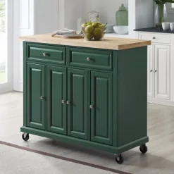 Kitchen Islands & Bar Carts-Kirkland's Home Gia Forest Green Wood Kitchen Island Green/Tan