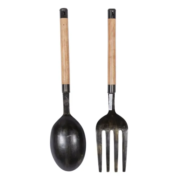 Wall Plaques-Kirkland's Home Giant 2-Pc. Spoon And Fork Wall Sculptures Tan/Black