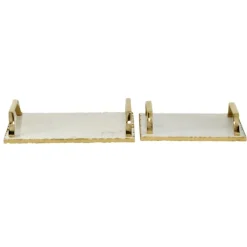 Decorative Trays-Kirkland's Home Gilded White Ceramic Trays, Set Of 2 White/Gold