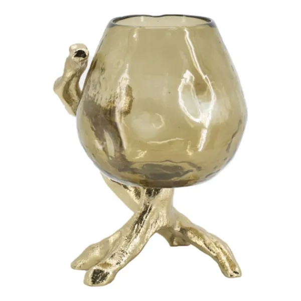 Candle Holders-Kirkland's Home Glass And Metal Driftwood Candle Holder Gold