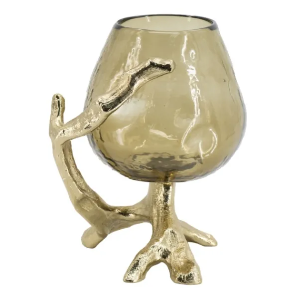 Candle Holders-Kirkland's Home Glass And Metal Driftwood Candle Holder Gold