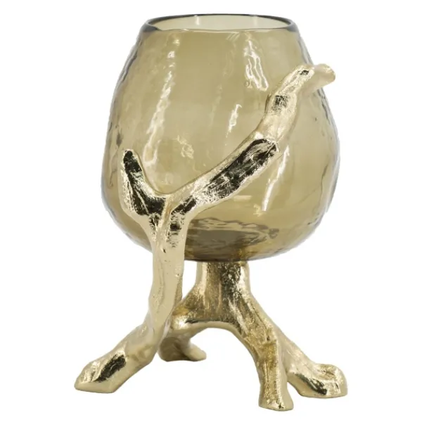 Candle Holders-Kirkland's Home Glass And Metal Driftwood Candle Holder Gold