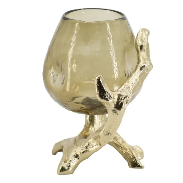 Candle Holders-Kirkland's Home Glass And Metal Driftwood Candle Holder Gold