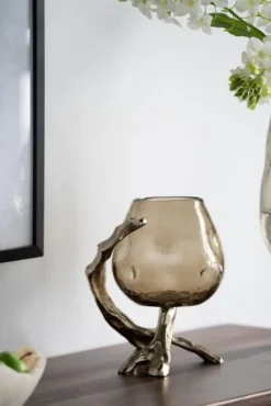 Candle Holders-Kirkland's Home Glass And Metal Driftwood Candle Holder Gold