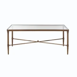Coffee Tables-Kirkland's Home Glass And Metal Rectangle Porter Coffee Table Gold