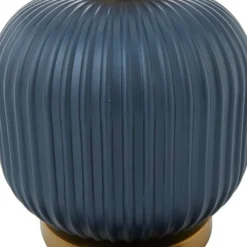Table Lamps-Kirkland's Home Glass Base Round Velvet Shade Table Lamp Blue