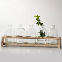Vases-Kirkland's Home Glass Bottle Vase And Crate 5-Pc. Set Clear