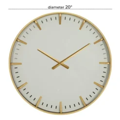 Clocks-Kirkland's Home Glass Frame Gold Accent Wall Clock White