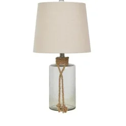 Table Lamps-Kirkland's Home Glass Jug Table Lamp With Rope Trim Tan