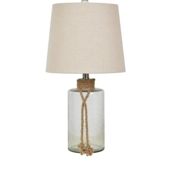 Table Lamps-Kirkland's Home Glass Jug Table Lamp With Rope Trim Tan