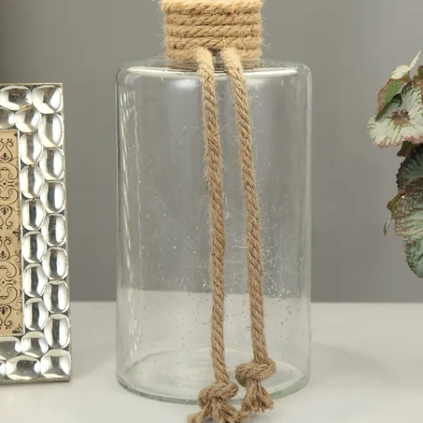 Table Lamps-Kirkland's Home Glass Jug Table Lamp With Rope Trim Tan