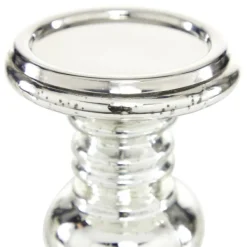 Candle Holders-Kirkland's Home Glass Ornate 2-Pc. Pillar Candle Holder Set Silver