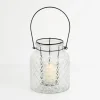 Lanterns-Kirkland's Home Glass Pressed And Metal Insert Lantern Clear/Black