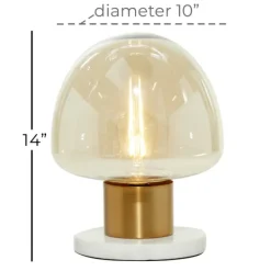 Table Lamps-Kirkland's Home Glass Shade Gold Mushroom Table Lamp Clear