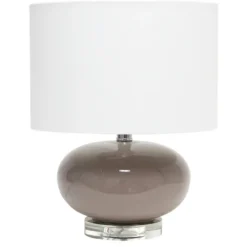 Table Lamps-Kirkland's Home Glass Short Oval Table Lamp Brown