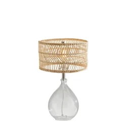 Table Lamps-Kirkland's Home Glass Teardrop Natural Rat Table Lamp Tan