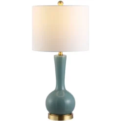 Table Lamps-Kirkland's Home Glazed Blue Glass Teardrop Table Lamp White