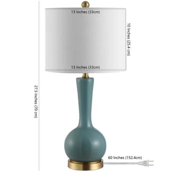 Table Lamps-Kirkland's Home Glazed Blue Glass Teardrop Table Lamp White