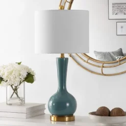 Table Lamps-Kirkland's Home Glazed Blue Glass Teardrop Table Lamp White