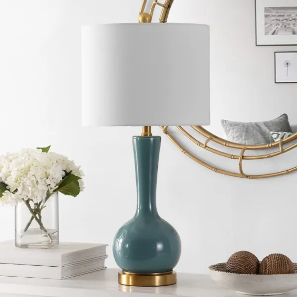 Table Lamps-Kirkland's Home Glazed Blue Glass Teardrop Table Lamp White