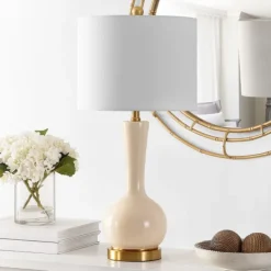 Table Lamps-Kirkland's Home Glazed Glass Teardrop Table Lamp Ivory