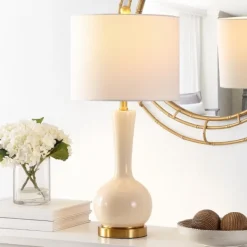 Table Lamps-Kirkland's Home Glazed Glass Teardrop Table Lamp Ivory