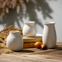 Vases-Kirkland's Home Glossy Curved Vases, Set Of 3 White