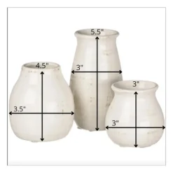 Vases-Kirkland's Home Glossy Curved Vases, Set Of 3 White