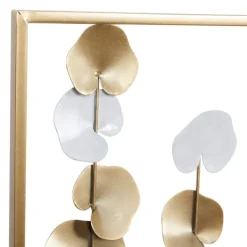 Wall Plaques-Kirkland's Home Glossy Gold Leaves Framed Wall Plaque Gold/White