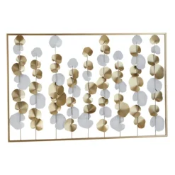 Wall Plaques-Kirkland's Home Glossy Gold Leaves Framed Wall Plaque Gold/White