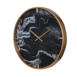 Clocks-Kirkland's Home Gold And Black Marble Face Wall Clock