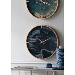 Clocks-Kirkland's Home Gold And Black Marble Face Wall Clock