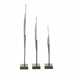 Statues & Figurines-Kirkland's Home Gold And Black Metal Leaf Statues, Set Of 3 Black/Gold