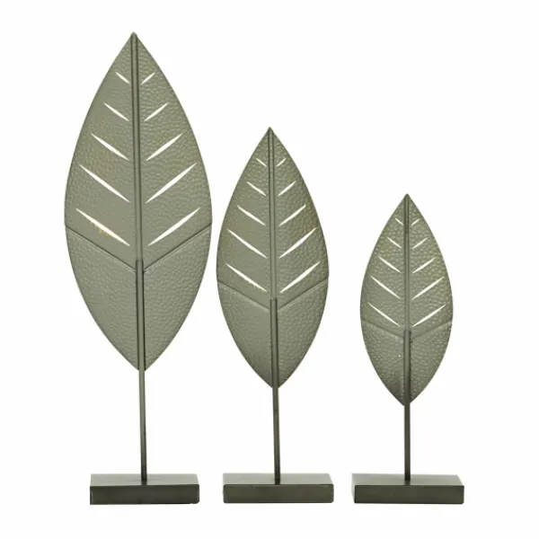 Statues & Figurines-Kirkland's Home Gold And Black Metal Leaf Statues, Set Of 3 Black/Gold