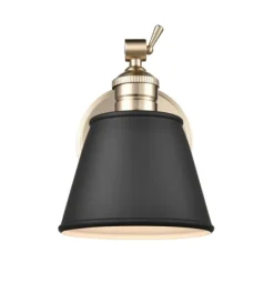 Sconces-Kirkland's Home Gold And Black Metal Tapered Shade Wall Sconce