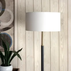 Floor Lamps-Kirkland's Home Gold And Black Simple Stem Floor Lamp White