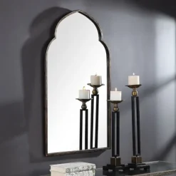Decorative Mirrors-Kirkland's Home Gold And Bronze Metal Arch Mirror