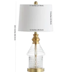 Table Lamps-Kirkland's Home Gold And Clear Bubble Glass Table Lamp White