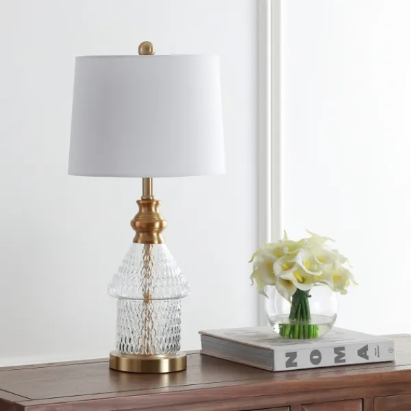 Table Lamps-Kirkland's Home Gold And Clear Bubble Glass Table Lamp White
